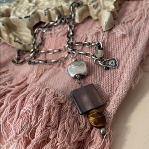 Silpada Sterling Silver, Mother of Pearl disc and Brown Agate Women's Necklace